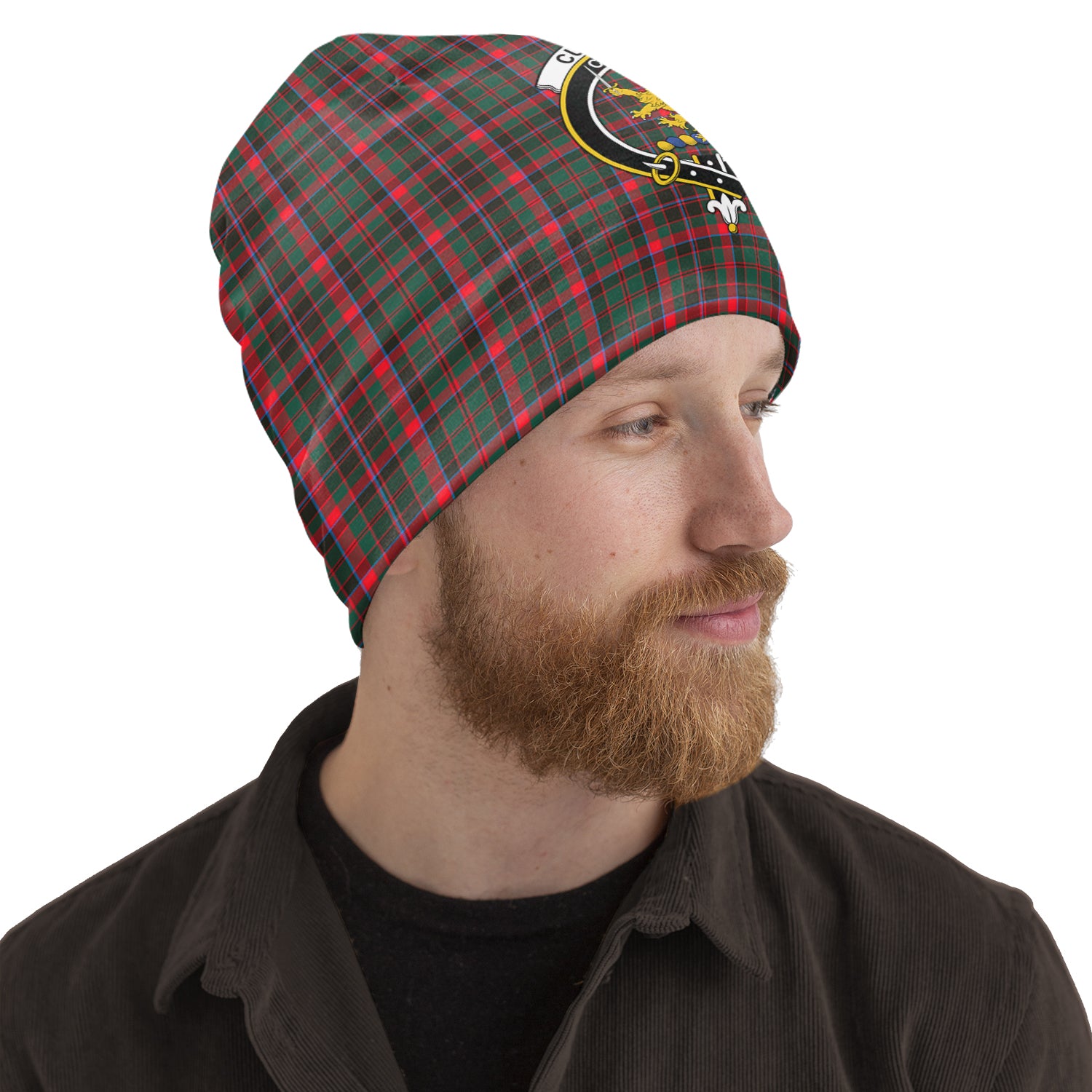 Cumming Hunting Modern Tartan Beanies Hat with Family Crest One Size 10.5*10.2 inches - Tartan Vibes Clothing