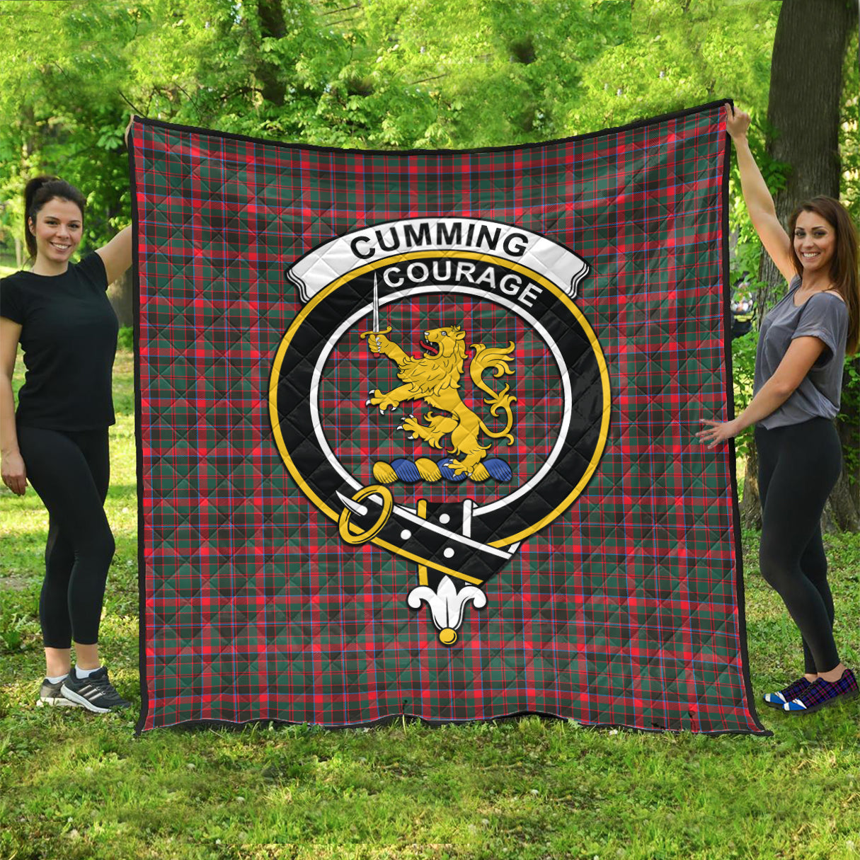 cumming-hunting-modern-tartan-quilt-with-family-crest