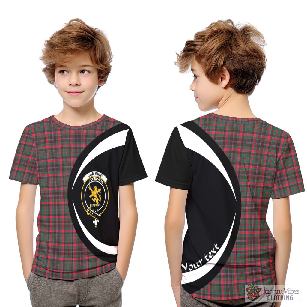 Cumming Hunting Modern Tartan Kid T-Shirt with Family Crest Circle Style Youth XL Size14 - Tartan Vibes Clothing