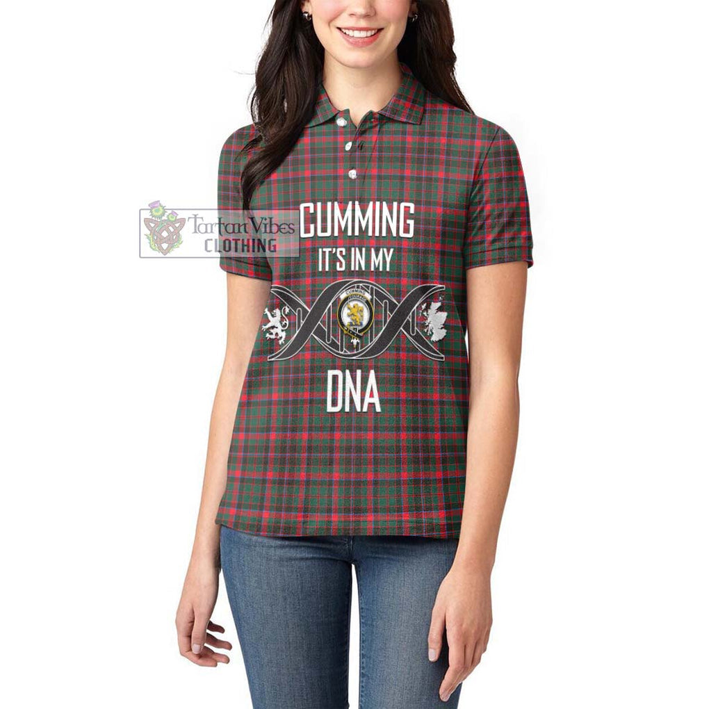 Cumming Hunting Modern Tartan Women's Polo Shirt with Family Crest DNA In Me Style Women - Tartanvibesclothing Shop