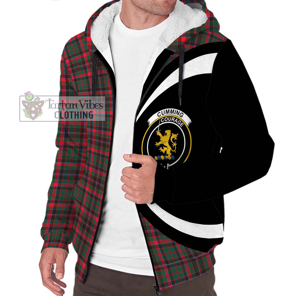 Cumming Hunting Modern Tartan Sherpa Hoodie with Family Crest Circle Style Unisex S - Tartan Vibes Clothing