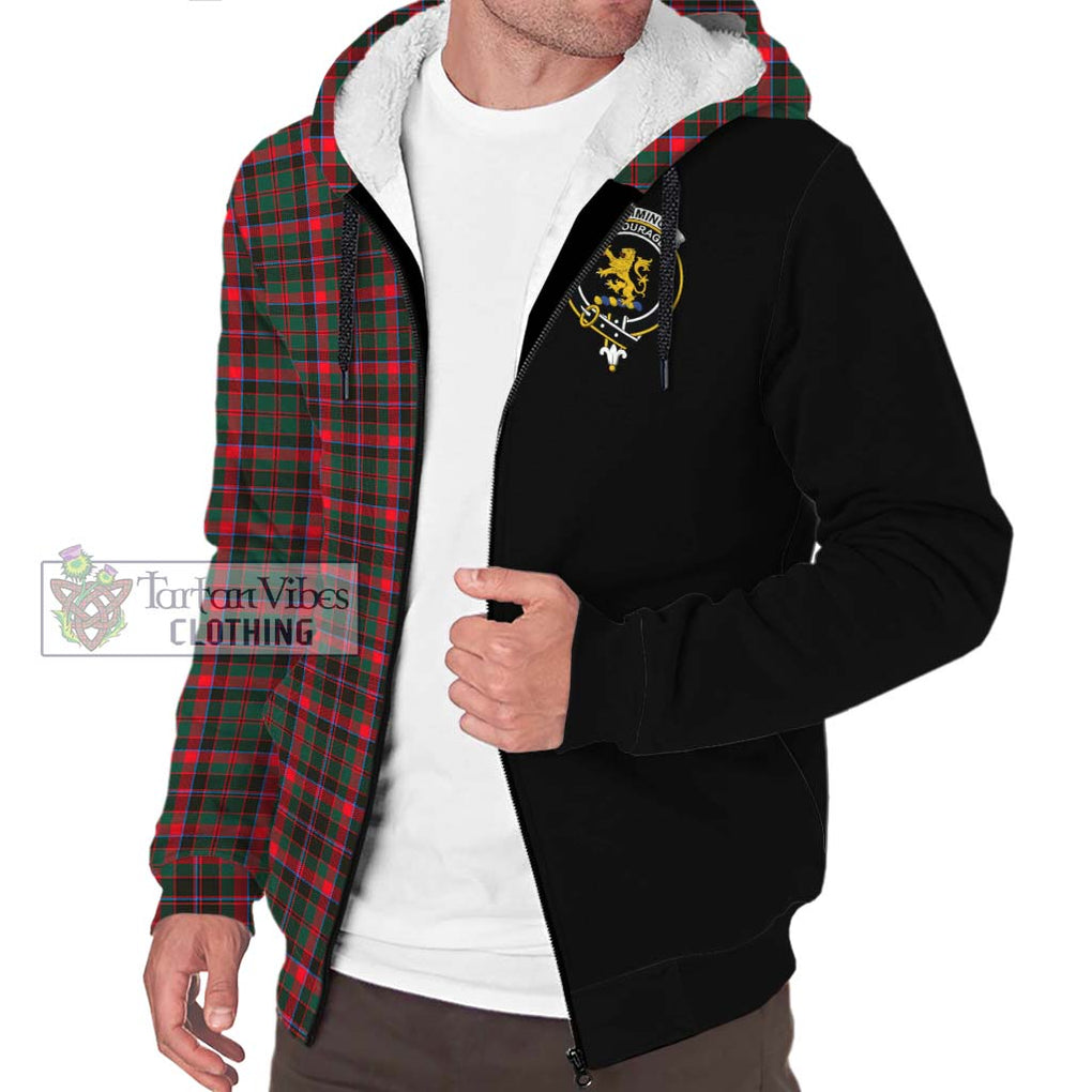 Cumming Hunting Modern Tartan Sherpa Hoodie with Family Crest and Half Of Me Style Unisex S - Tartanvibesclothing Shop