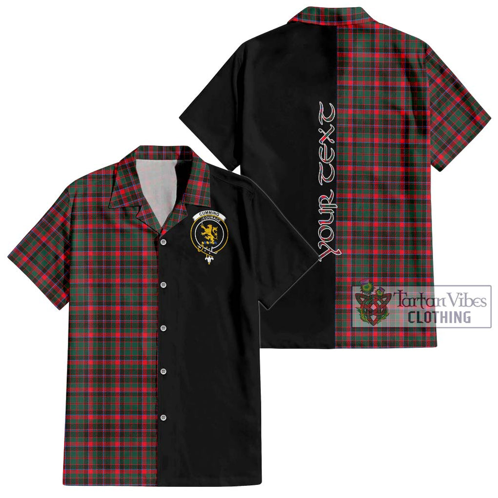 Cumming Hunting Modern Tartan Short Sleeve Button Shirt with Family Crest and Half Of Me Style Kid - Tartanvibesclothing Shop