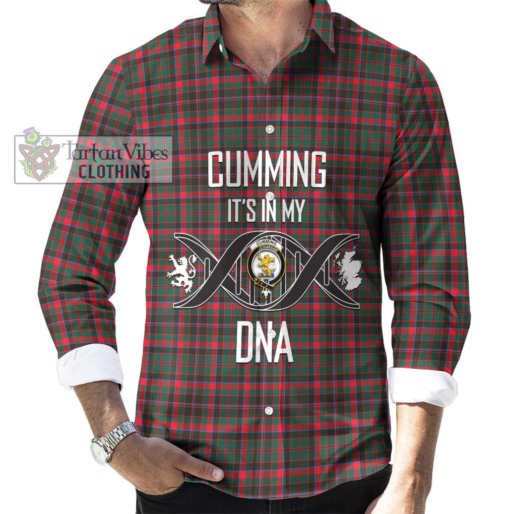 Cumming Hunting Modern Tartan Long Sleeve Button Shirt with Family Crest DNA In Me Style Men's Shirt S - Tartanvibesclothing Shop