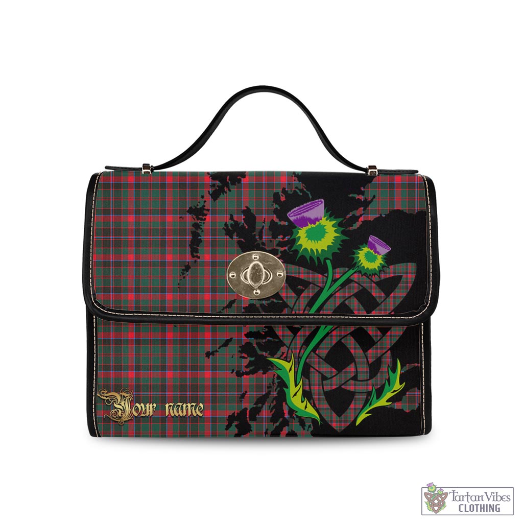 Tartan Vibes Clothing Cumming Hunting Modern Tartan Waterproof Canvas Bag with Scotland Map and Thistle Celtic Accents