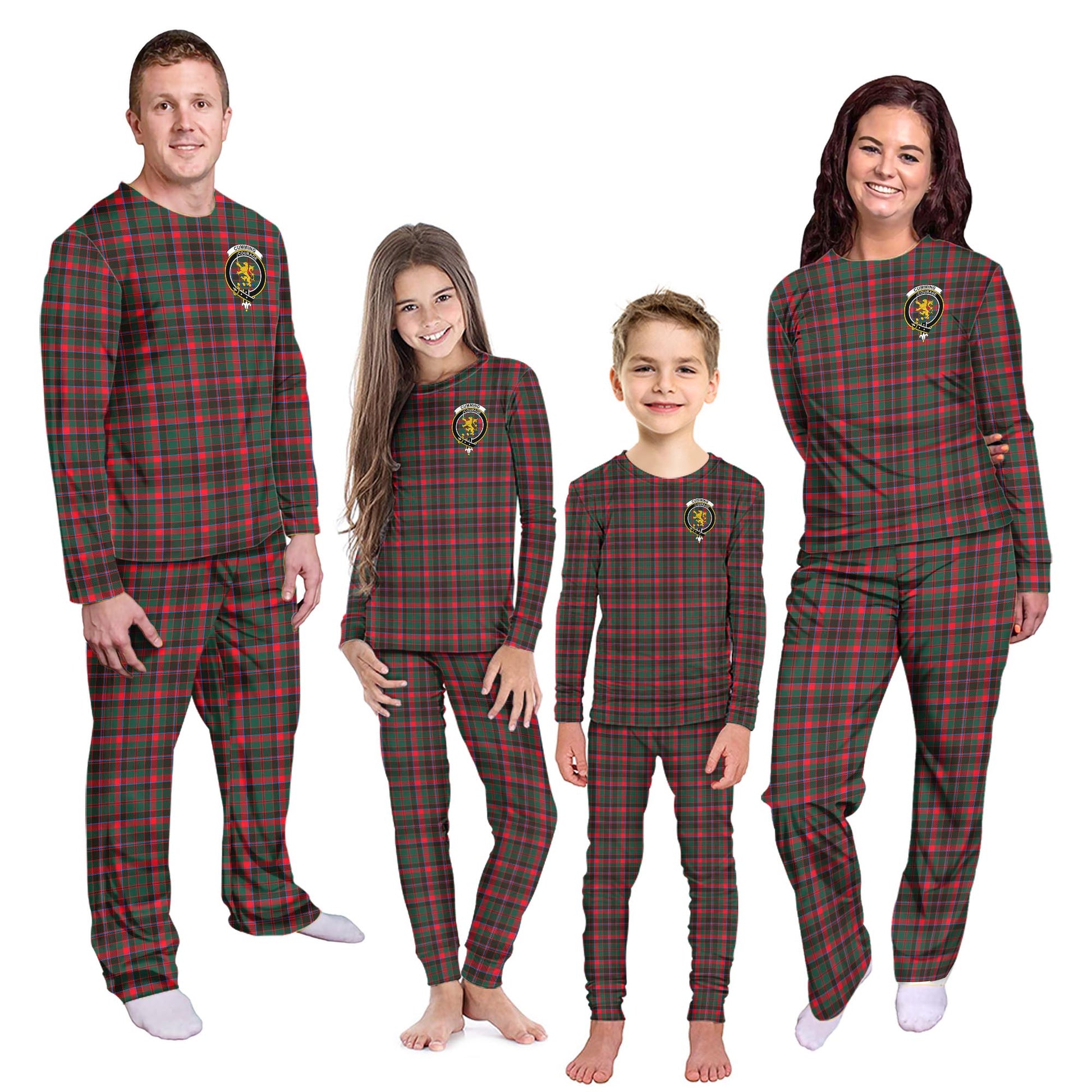 Cumming Hunting Modern Tartan Pajamas Family Set with Family Crest Kid - Tartan Vibes Clothing