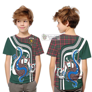 Cumming Hunting Modern Tartan Kid T-Shirt with Epic Bagpipe Style