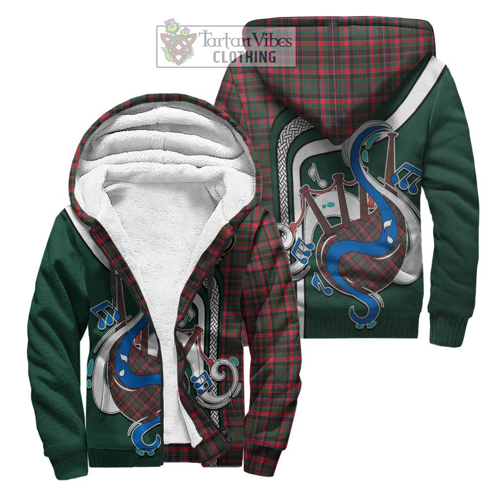 Cumming Hunting Modern Tartan Sherpa Hoodie with Epic Bagpipe Style Unisex S - Tartanvibesclothing Shop