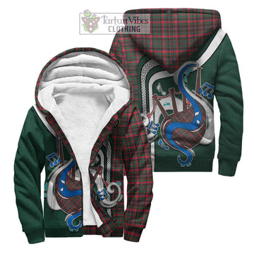 Cumming Hunting Modern Tartan Sherpa Hoodie with Epic Bagpipe Style