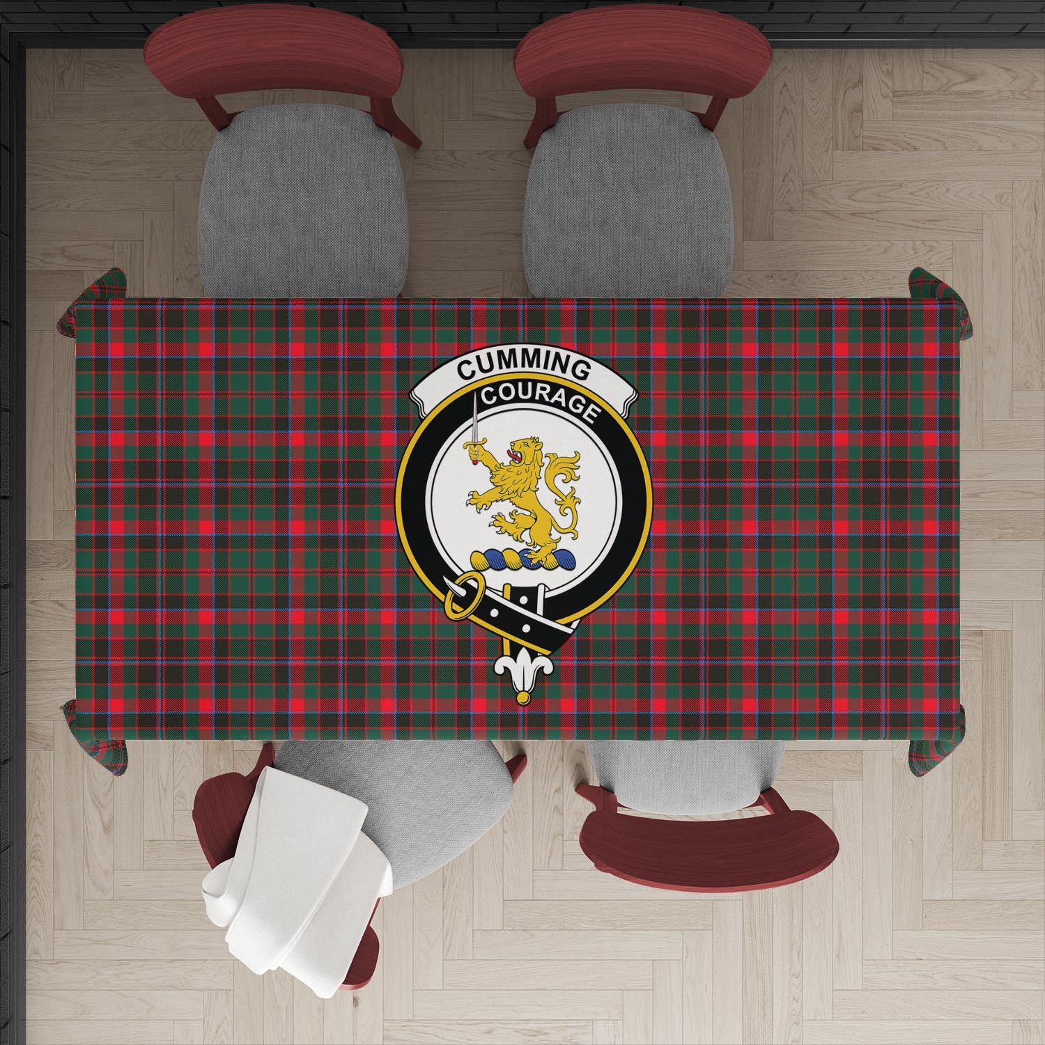 cumming-hunting-modern-tatan-tablecloth-with-family-crest