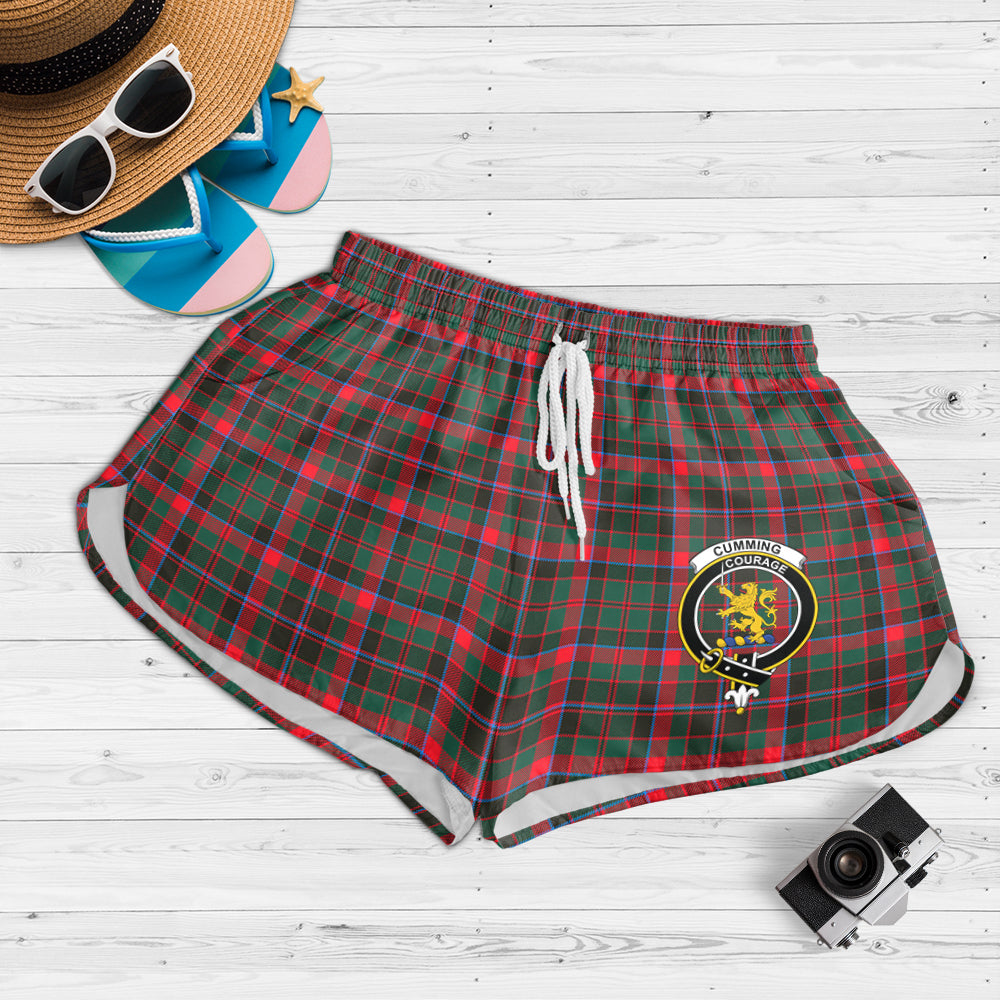 cumming-hunting-modern-tartan-womens-shorts-with-family-crest