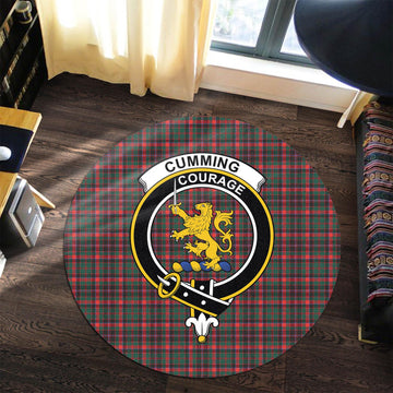 Cumming Hunting Modern Tartan Round Rug with Family Crest