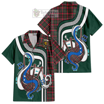 Cumming Hunting Modern Tartan Short Sleeve Button Shirt with Epic Bagpipe Style