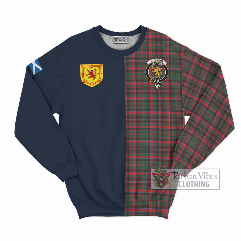 Tartan Vibes Clothing Cumming Hunting Modern Tartan Sweatshirt with Scottish Lion Royal Arm Half Style