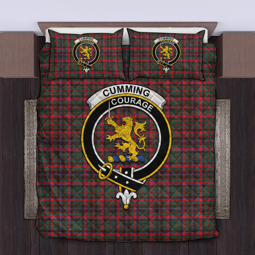 Cumming Hunting Modern Tartan Quilt Bed Set with Family Crest Twin - Tartan Vibes Clothing