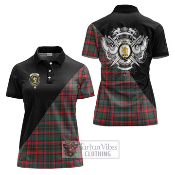 Cumming Hunting Modern Tartan Women's Polo Shirt with Family Crest and Military Logo Style