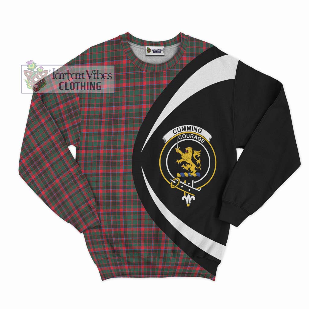 Cumming Hunting Modern Tartan Sweatshirt with Family Crest Circle Style Unisex - Tartan Vibes Clothing