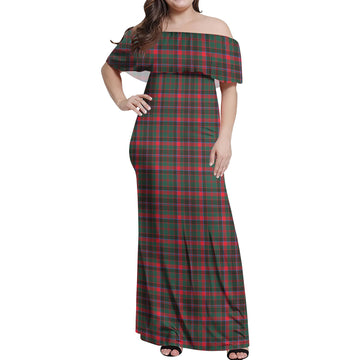 Cumming Hunting Modern Tartan Off Shoulder Long Dress