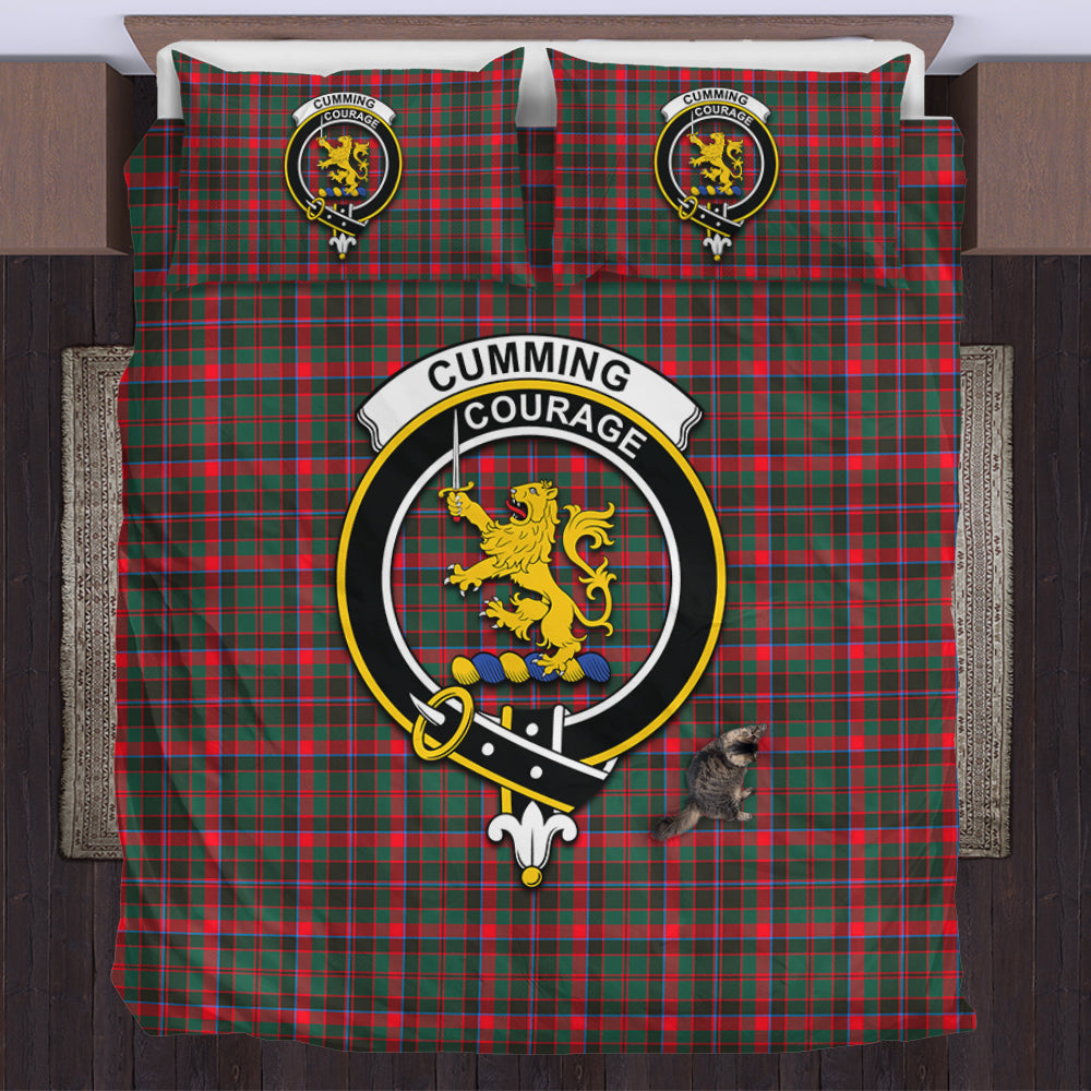 Cumming Hunting Modern Tartan Bedding Set with Family Crest US Bedding Set - Tartan Vibes Clothing