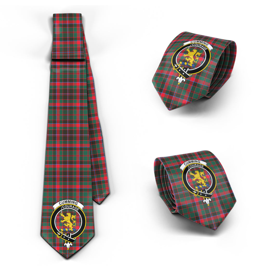 Cumming Hunting Modern Tartan Classic Necktie with Family Crest Necktie One Size - Tartan Vibes Clothing