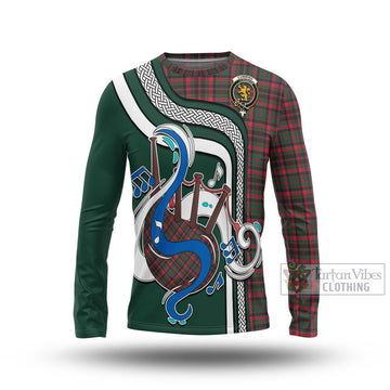 Cumming Hunting Modern Tartan Long Sleeve T-Shirt with Epic Bagpipe Style