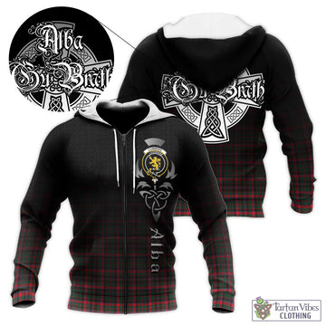 Cumming Hunting Modern Tartan Knitted Hoodie Featuring Alba Gu Brath Family Crest Celtic Inspired