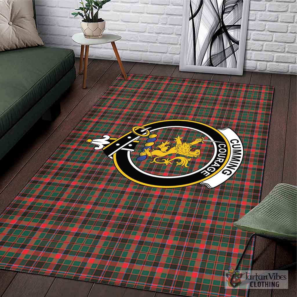 Tartan Vibes Clothing Cumming Hunting Modern Tartan Area Rug with Family Crest