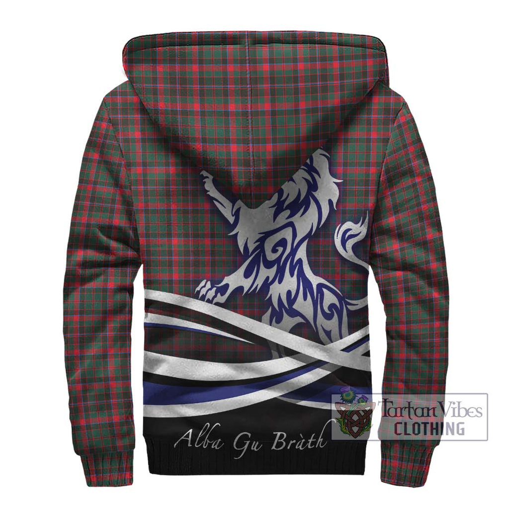 Cumming Hunting Modern Tartan Sherpa Hoodie with Alba Gu Brath Regal Lion Emblem - Tartanvibesclothing Shop