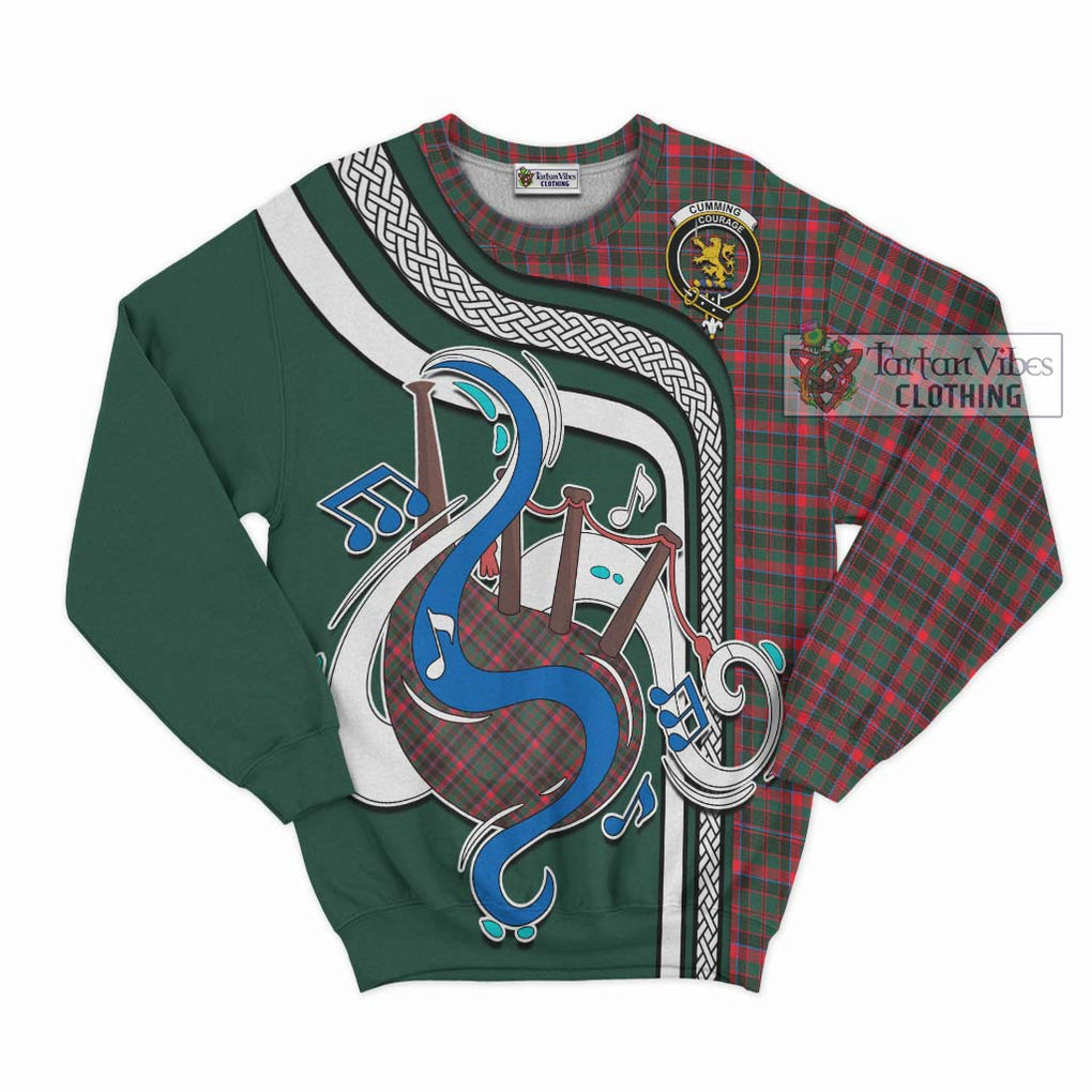 Cumming Hunting Modern Tartan Sweatshirt with Epic Bagpipe Style - Tartanvibesclothing Shop