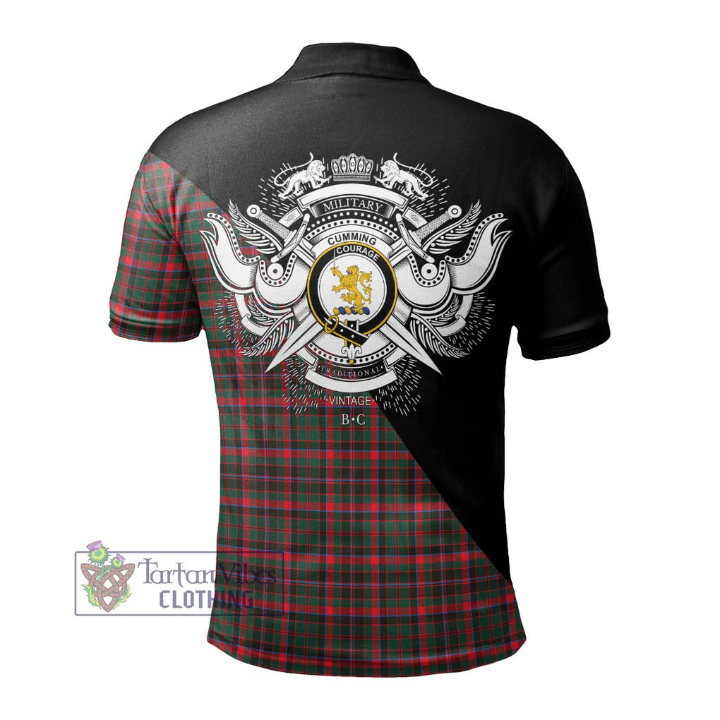 Cumming Hunting Modern Tartan Polo Shirt with Family Crest and Military Logo Style - Tartanvibesclothing Shop