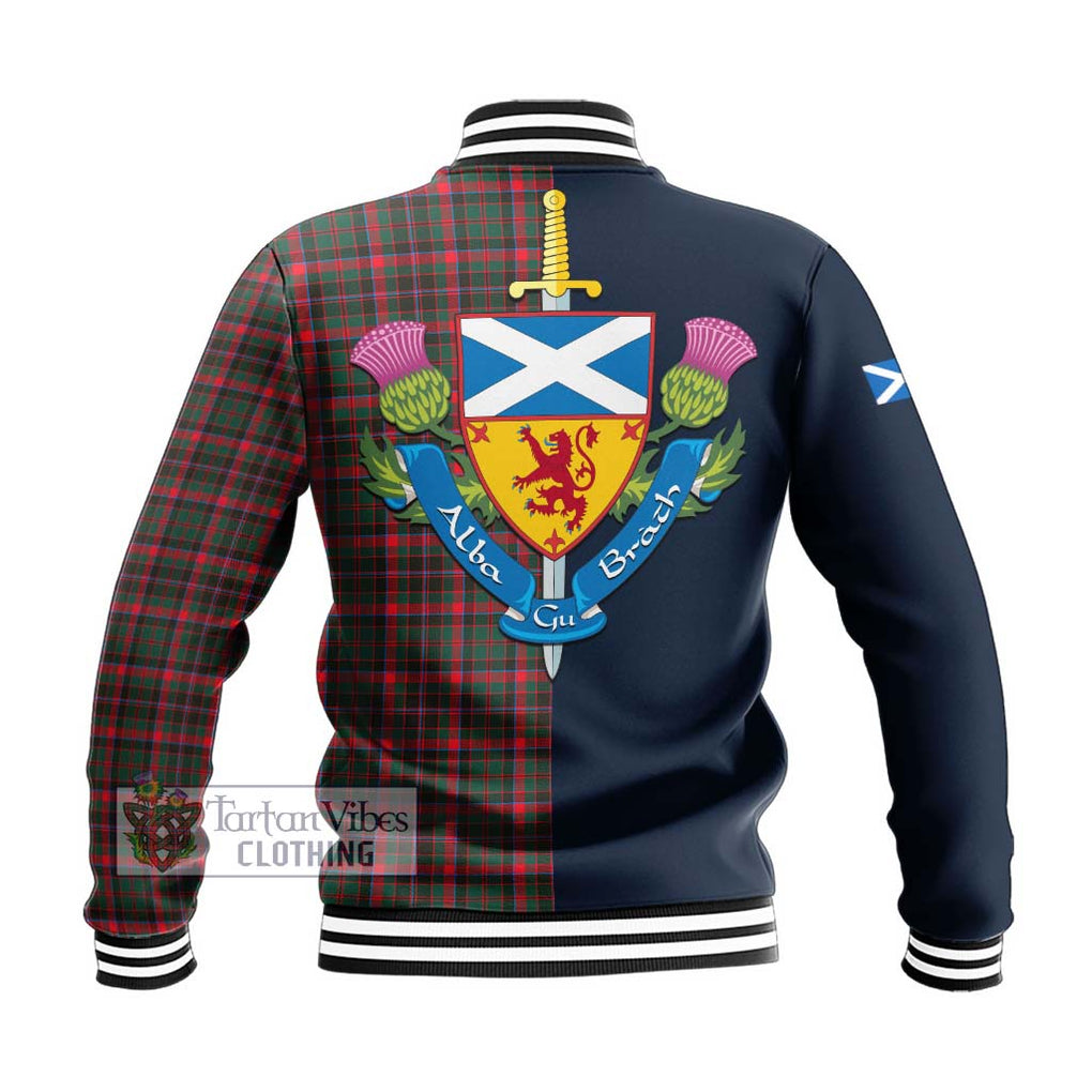 Tartan Vibes Clothing Cumming Hunting Modern Tartan Baseball Jacket with Scottish Lion Royal Arm Half Style