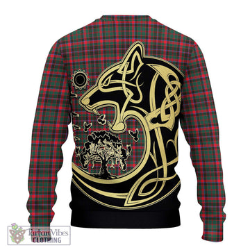 Cumming Hunting Modern Tartan Ugly Sweater with Family Crest Celtic Wolf Style