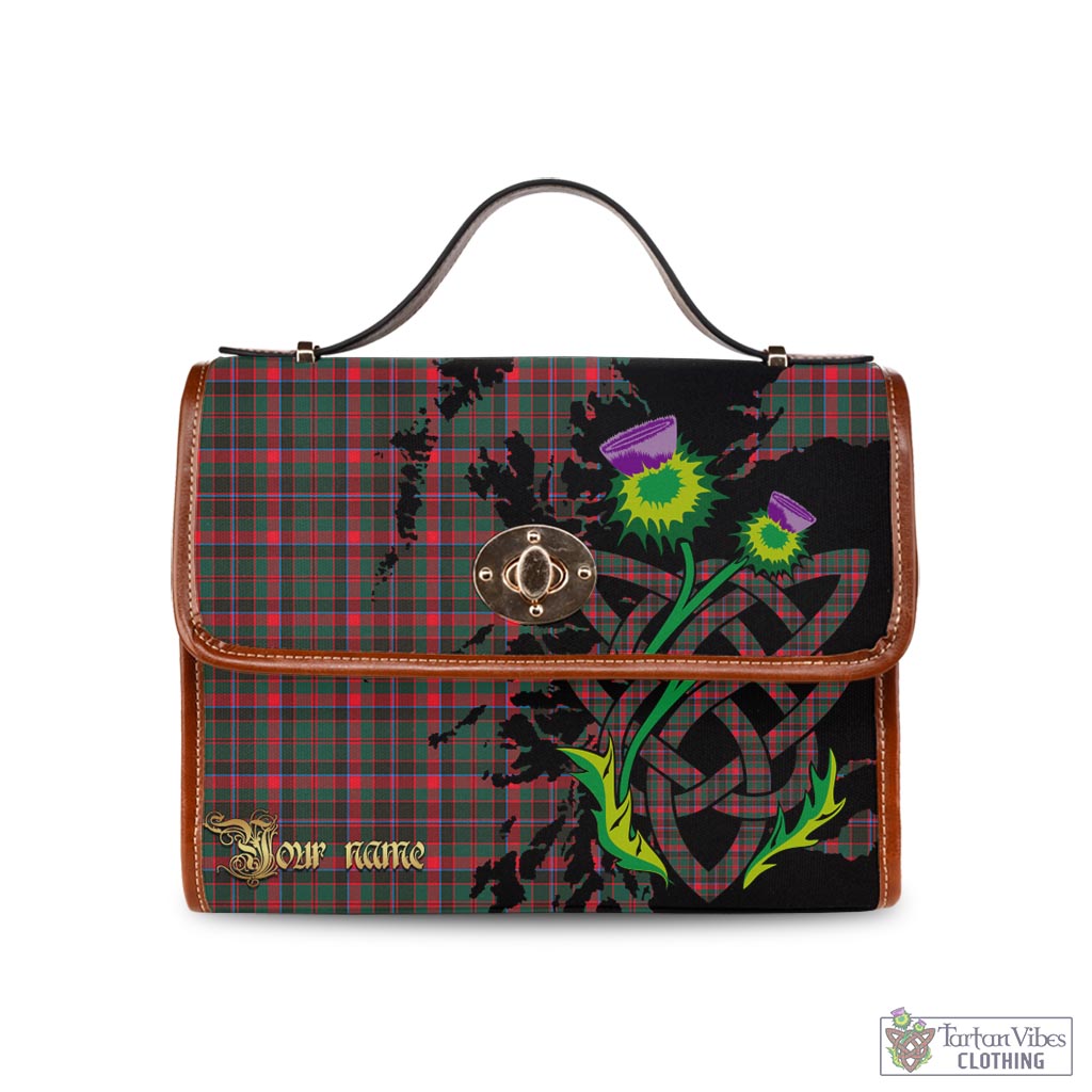 Tartan Vibes Clothing Cumming Hunting Modern Tartan Waterproof Canvas Bag with Scotland Map and Thistle Celtic Accents