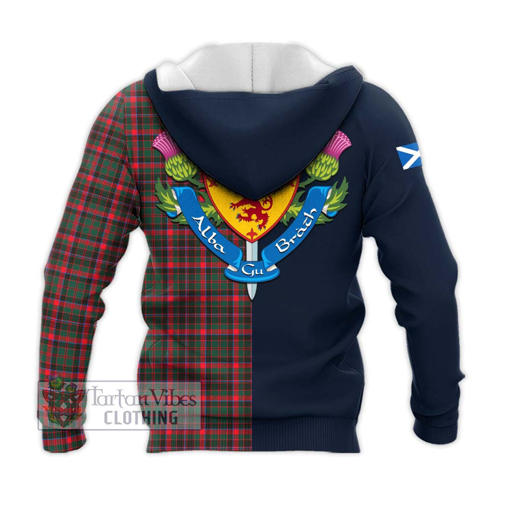 Tartan Vibes Clothing Cumming Hunting Modern Tartan Knitted Hoodie with Scottish Lion Royal Arm Half Style