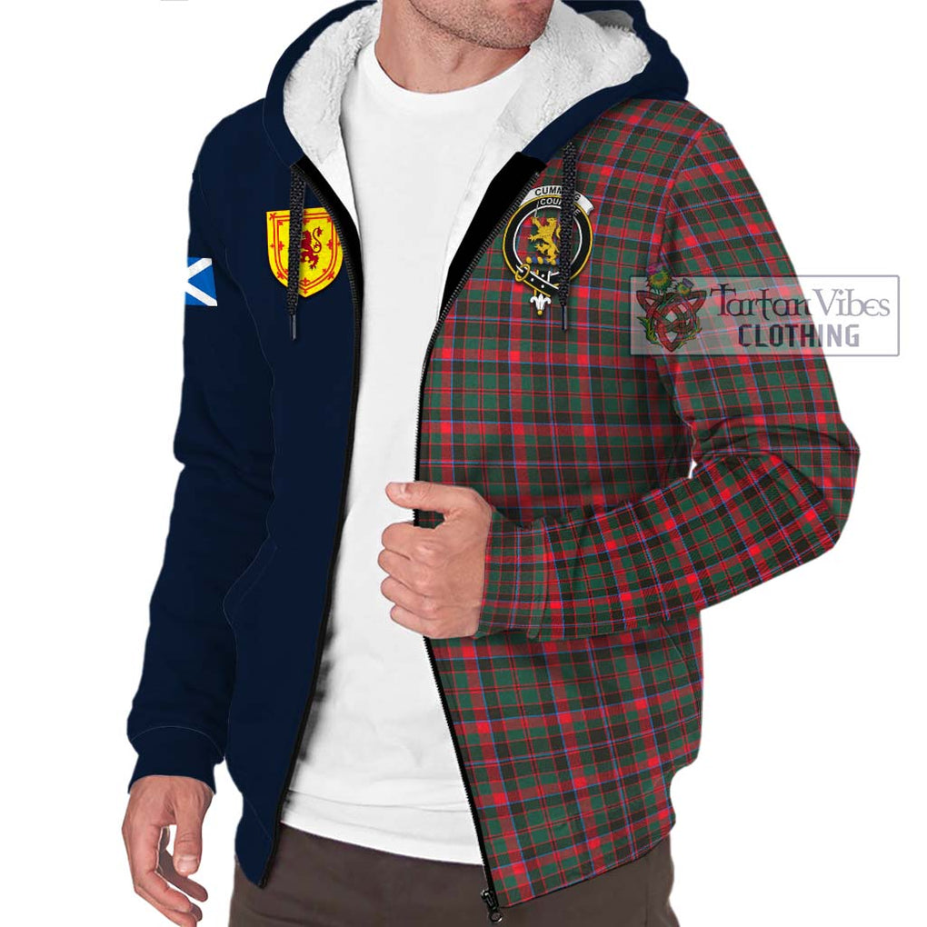 Tartan Vibes Clothing Cumming Hunting Modern Tartan Sherpa Hoodie with Scottish Lion Royal Arm Half Style