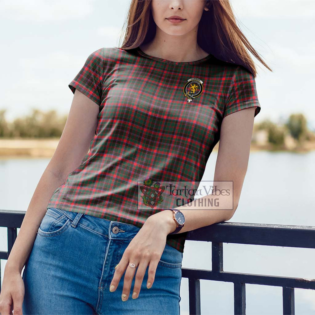 Cumming Hunting Modern Tartan Cotton T-Shirt with Family Crest Women's Shirt - Tartanvibesclothing Shop