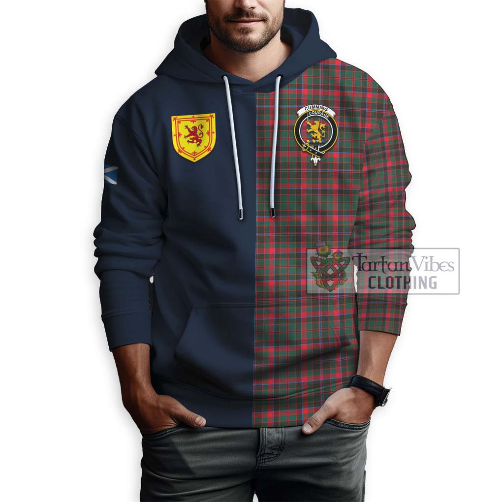 Tartan Vibes Clothing Cumming Hunting Modern Tartan Hoodie with Scottish Lion Royal Arm Half Style