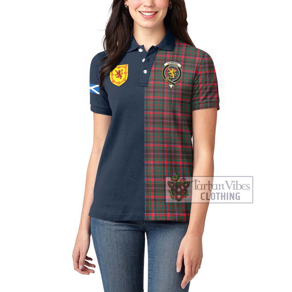 Tartan Vibes Clothing Cumming Hunting Modern Tartan Women's Polo Shirt with Scottish Lion Royal Arm Half Style