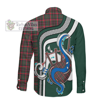 Cumming Hunting Modern Tartan Long Sleeve Button Shirt with Epic Bagpipe Style