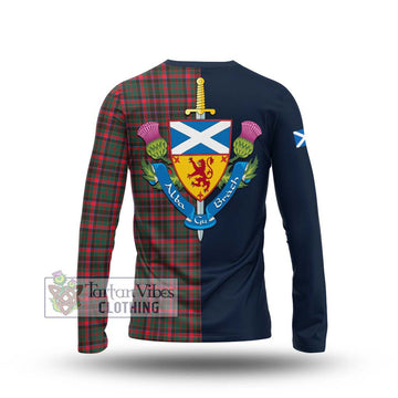 Cumming Hunting Modern Tartan Long Sleeve T-Shirt Alba with Scottish Lion Royal Arm Half Style