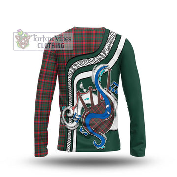 Cumming Hunting Modern Tartan Long Sleeve T-Shirt with Epic Bagpipe Style