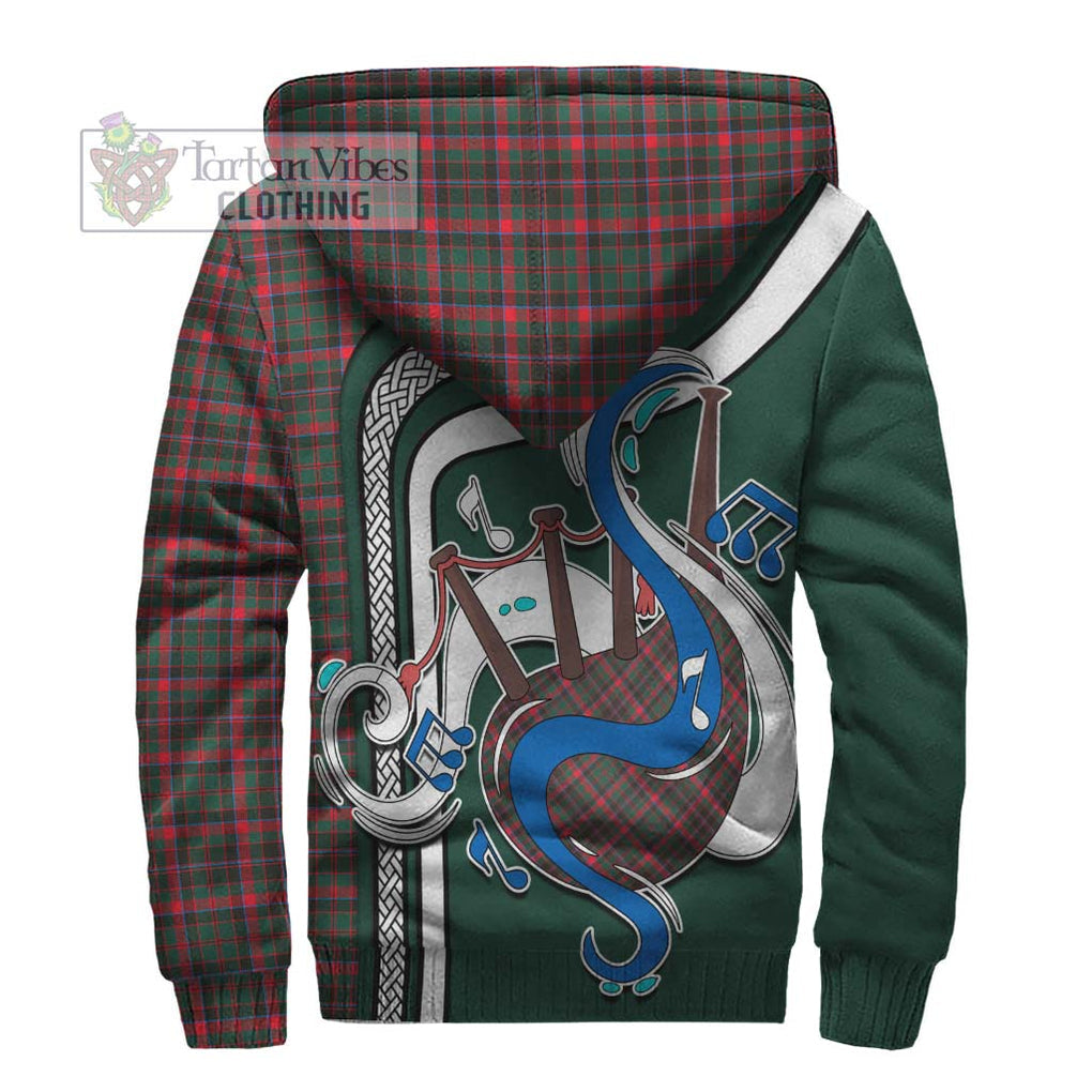 Cumming Hunting Modern Tartan Sherpa Hoodie with Epic Bagpipe Style - Tartanvibesclothing Shop