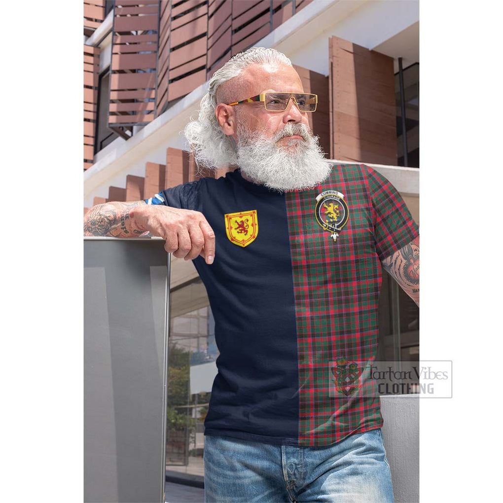 Tartan Vibes Clothing Cumming Hunting Modern Tartan Cotton T-shirt with Scottish Lion Royal Arm Half Style