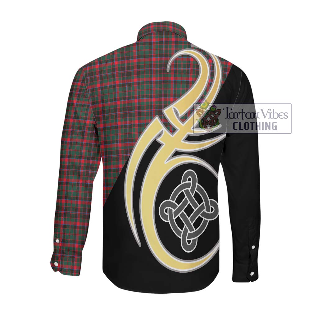 Cumming Hunting Modern Tartan Long Sleeve Button Shirt with Family Crest and Celtic Symbol Style Men's Shirt - Tartan Vibes Clothing