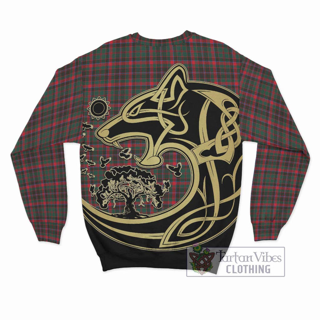 Cumming Hunting Modern Tartan Sweatshirt with Family Crest Celtic Wolf Style - Tartan Vibes Clothing