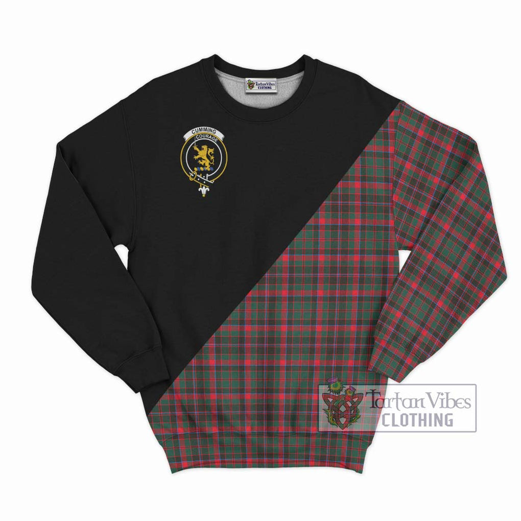 Cumming Hunting Modern Tartan Sweatshirt with Family Crest and Military Logo Style - Tartanvibesclothing Shop