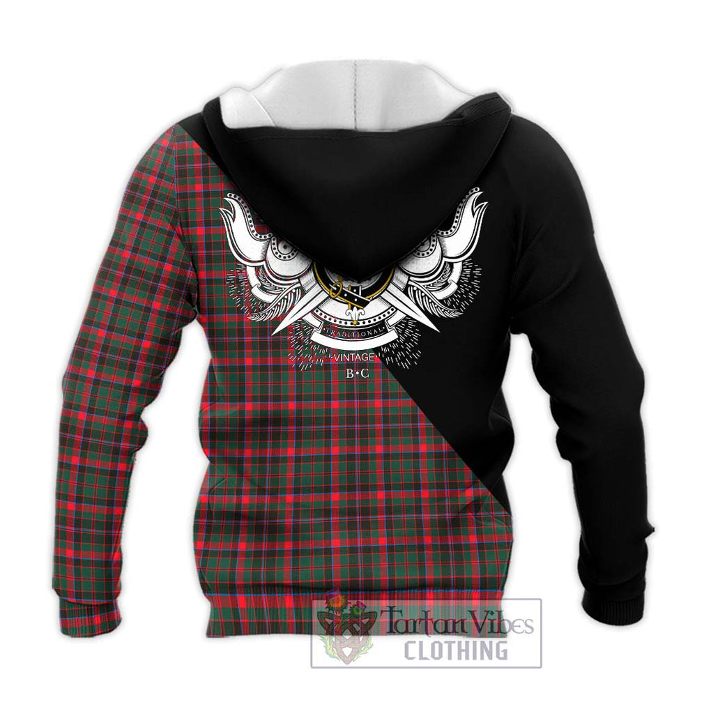 Cumming Hunting Modern Tartan Knitted Hoodie with Family Crest and Military Logo Style - Tartanvibesclothing Shop