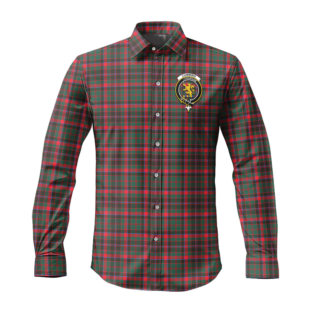 cumming-hunting-modern-tartan-long-sleeve-button-up-shirt-with-family-crest