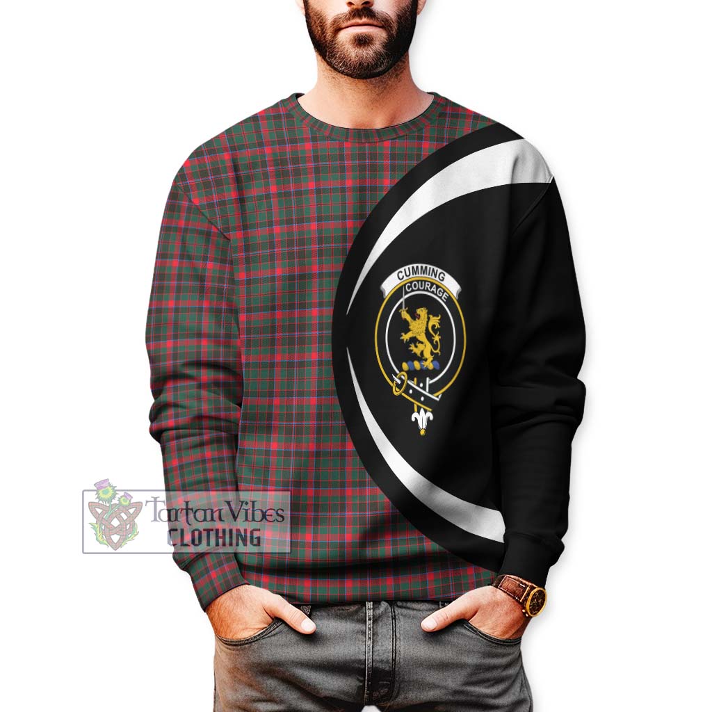 Cumming Hunting Modern Tartan Sweatshirt with Family Crest Circle Style - Tartan Vibes Clothing