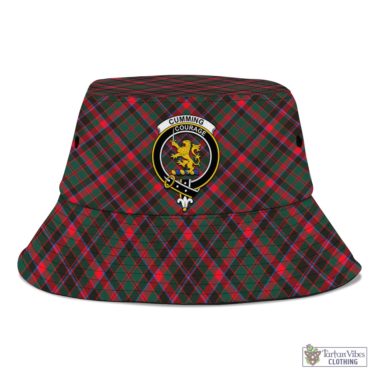 Tartan Vibes Clothing Cumming Hunting Modern Tartan Bucket Hat with Family Crest